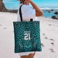 Custom Basketball New Zealand Tote Bag Teal Maori Ta Moko Indigenous - Polynesian Pride