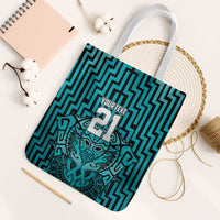 Custom Basketball New Zealand Tote Bag Teal Maori Ta Moko Indigenous - Polynesian Pride
