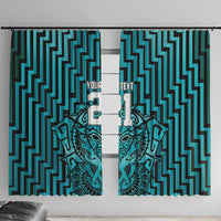 Custom Basketball New Zealand Window Curtain Teal Maori Ta Moko Indigenous - Polynesian Pride