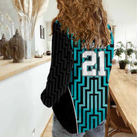Custom Basketball New Zealand Women Casual Shirt Teal Maori Ta Moko Indigenous - Polynesian Pride