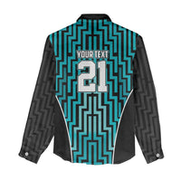 Custom Basketball New Zealand Women Casual Shirt Teal Maori Ta Moko Indigenous - Polynesian Pride