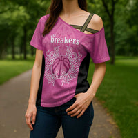 New Zealand Custom Cross Shoulder Shirt Fire Basketball Maori Tribal Pink - Polynesian Pride