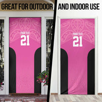 New Zealand Custom Door Cover Fire Basketball Maori Tribal Pink - Polynesian Pride