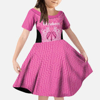 New Zealand Custom Family Matching Long Sleeve Bodycon Dress and Hawaiian Shirt Fire Basketball Maori Tribal Pink LT9 Daughter's Dress Pink - Polynesian Pride