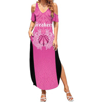 New Zealand Custom Family Matching Summer Maxi Dress and Hawaiian Shirt Fire Basketball Maori Tribal Pink - Polynesian Pride