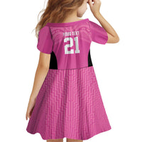New Zealand Custom Kid Short Sleeve Dress Fire Basketball Maori Tribal Pink - Polynesian Pride
