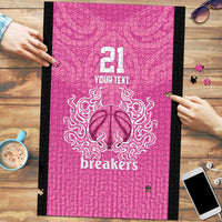 New Zealand Custom Puzzle Fire Basketball Maori Tribal Pink - Polynesian Pride