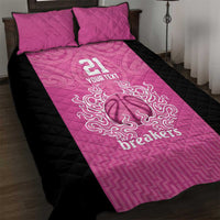 New Zealand Custom Quilt Bed Set Fire Basketball Maori Tribal Pink - Polynesian Pride