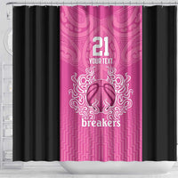 New Zealand Custom Shower Curtain Fire Basketball Maori Tribal Pink - Polynesian Pride