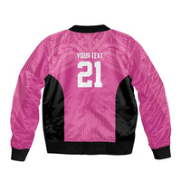 New Zealand Custom Sleeve Zip Bomber Jacket Fire Basketball Maori Tribal Pink - Polynesian Pride