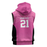 New Zealand Custom Sleeveless Zip Hoodie Fire Basketball Maori Tribal Pink - Polynesian Pride
