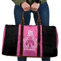 New Zealand Custom Travel Bag Fire Basketball Maori Tribal Pink - Polynesian Pride