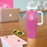 New Zealand Custom Tumbler With Handle Fire Basketball Maori Tribal Pink - Polynesian Pride