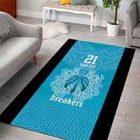 New Zealand Custom Area Rug Fire Basketball Maori Tribal Sky Blue - Polynesian Pride