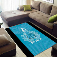 New Zealand Custom Area Rug Fire Basketball Maori Tribal Sky Blue - Polynesian Pride