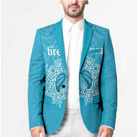 New Zealand Custom Blazer Fire Basketball Maori Tribal Sky Blue - Polynesian Pride