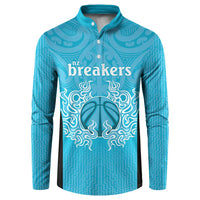 New Zealand Custom Button Sweatshirt Fire Basketball Maori Tribal Sky Blue - Polynesian Pride