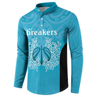 New Zealand Custom Button Sweatshirt Fire Basketball Maori Tribal Sky Blue - Polynesian Pride