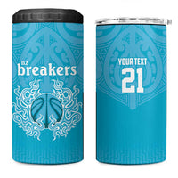 New Zealand Custom 4 in 1 Can Cooler Tumbler Fire Basketball Maori Tribal Sky Blue - Polynesian Pride