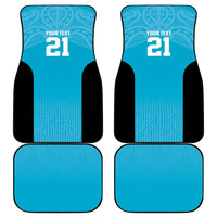 New Zealand Custom Car Mats Fire Basketball Maori Tribal Sky Blue - Polynesian Pride