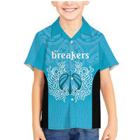 New Zealand Custom Family Matching Mermaid Dress and Hawaiian Shirt Fire Basketball Maori Tribal Sky Blue LT9 Son's Shirt Blue - Polynesian Pride