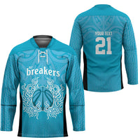 New Zealand Custom Hockey Jersey Fire Basketball Maori Tribal Sky Blue - Polynesian Pride