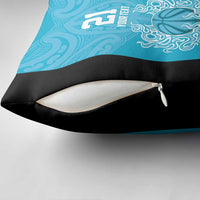 New Zealand Custom Pillow Cover Fire Basketball Maori Tribal Sky Blue - Polynesian Pride