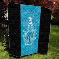 New Zealand Custom Quilt Fire Basketball Maori Tribal Sky Blue - Polynesian Pride
