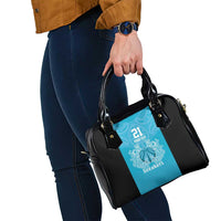 New Zealand Custom Shoulder Handbag Fire Basketball Maori Tribal Sky Blue - Polynesian Pride