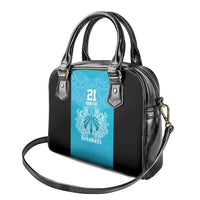 New Zealand Custom Shoulder Handbag Fire Basketball Maori Tribal Sky Blue - Polynesian Pride