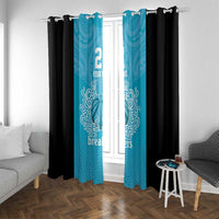 New Zealand Custom Window Curtain Fire Basketball Maori Tribal Sky Blue - Polynesian Pride