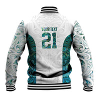 Custom New Zealand Aotearoa Baseball Jacket Green Maori Paua Shell Indigenous - Polynesian Pride