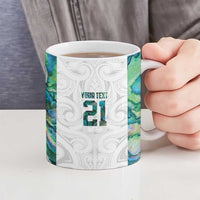 Custom New Zealand Aotearoa Ceramic Mug Green Maori Paua Shell Indigenous - Polynesian Pride