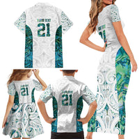 Custom New Zealand Aotearoa Family Matching Short Sleeve Bodycon Dress and Hawaiian Shirt Green Maori Paua Shell Indigenous LT9 - Polynesian Pride