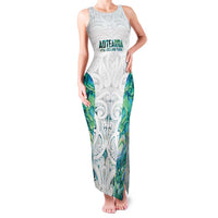 Custom New Zealand Aotearoa Family Matching Tank Maxi Dress and Hawaiian Shirt Green Maori Paua Shell Indigenous - Polynesian Pride