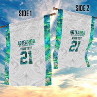 Custom New Zealand Aotearoa Garden Flag Green Maori Paua Shell Indigenous - Polynesian Pride