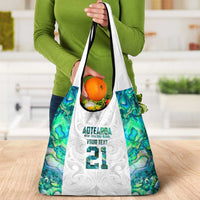 Custom New Zealand Aotearoa Grocery Bag Green Maori Paua Shell Indigenous - Polynesian Pride