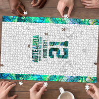 Custom New Zealand Aotearoa Puzzle Green Maori Paua Shell Indigenous - Polynesian Pride