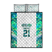 Custom New Zealand Aotearoa Quilt Bed Set Green Maori Paua Shell Indigenous - Polynesian Pride