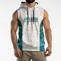 Custom New Zealand Aotearoa Sleeveless Hoodie Green Maori Paua Shell Indigenous - Polynesian Pride