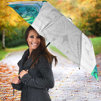 Custom New Zealand Aotearoa Umbrella Green Maori Paua Shell Indigenous - Polynesian Pride