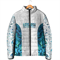 Custom New Zealand Aotearoa Padded Jacket Maori Paua Shell Indigenous - Polynesian Pride