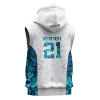 Custom New Zealand Aotearoa Sleeveless Hoodie Maori Paua Shell Indigenous - Polynesian Pride
