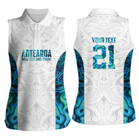 Custom New Zealand Aotearoa Women Sleeveless Polo Shirt Maori Paua Shell Indigenous - Polynesian Pride