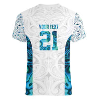 Custom New Zealand Aotearoa Women V-Neck T-Shirt Maori Paua Shell Indigenous - Polynesian Pride