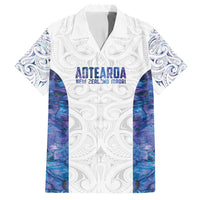 Custom New Zealand Aotearoa Family Matching Long Sleeve Bodycon Dress and Hawaiian Shirt Purple Maori Paua Shell Indigenous LT9 Dad's Shirt - Short Sleeve Purple - Polynesian Pride