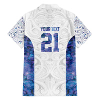 Custom New Zealand Aotearoa Family Matching Off The Shoulder Long Sleeve Dress and Hawaiian Shirt Purple Maori Paua Shell Indigenous - Polynesian Pride