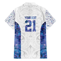 Custom New Zealand Aotearoa Family Matching Off Shoulder Short Dress and Hawaiian Shirt Purple Maori Paua Shell Indigenous - Polynesian Pride