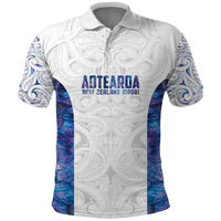Custom New Zealand Aotearoa Polo Shirt Purple Maori Paua Shell Indigenous - Polynesian Pride