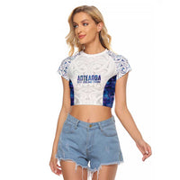 Custom New Zealand Aotearoa Raglan Cropped T Shirt Purple Maori Paua Shell Indigenous - Polynesian Pride